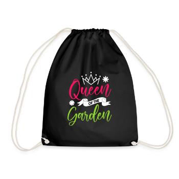 Queen of the garden gardener garden gift - Drawstring Bag - black - Front