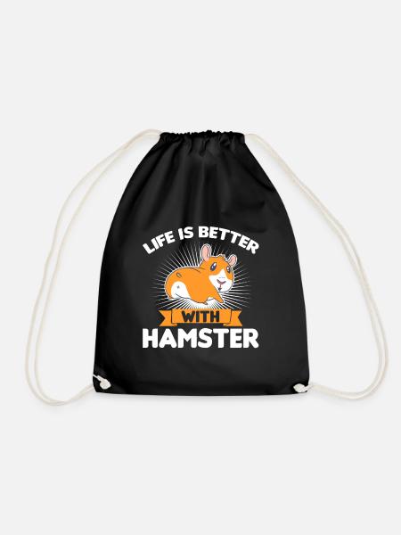 Das Leben ist besser mit Hamster Nagetier Liebhaber Haustier - Turnbeutel - Schwarz