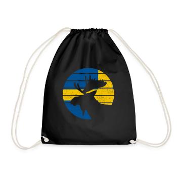 Elch Suède drapeau,Cadeau De Scandinavie vintage - Sac de sport léger - noir - Devant