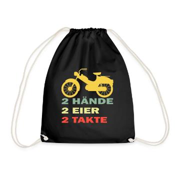 lustiges Mofa Moped 2 Hände 2 Eier Zwei Takte - Turnbeutel - Schwarz - Vorne