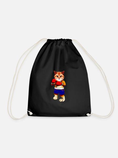 Cat Cat T shirt Gift Fan Funny Middle Finger - Drawstring Bag - black