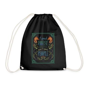 Horse T shirt gift motif ride horse ride fan - Drawstring Bag - black - Front