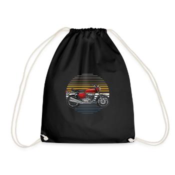 Motorcycle Retro Vintage Motocross Motorbike Gift - Drawstring Bag - black - Front