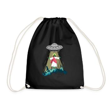 Jesus Alien Abduction UFO Believer Aliens Gift - Drawstring Bag - black - Front