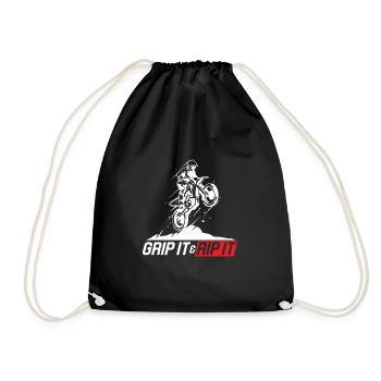 Grip It Rip It Motocross Motorrad Dirt Bike Geschenk - Turnbeutel - Schwarz - Vorne