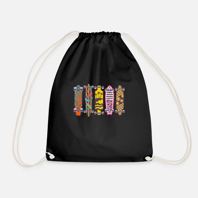 Skateboards Longboards Skater Skateboarding Gift - Drawstring Bag - black