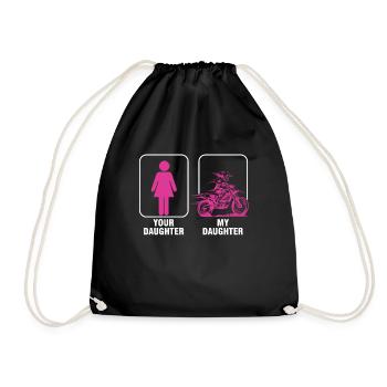 Daughter Father Biker Motocross Motorcycle Gift - Drawstring Bag - black - Front