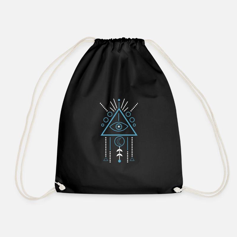 Illuminati Symbol Masonic Triangle Dreamcatcher - Drawstring Bag - black