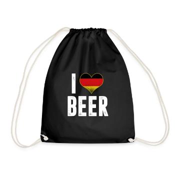 I Live Beer Bier German Flag Beer Lover Drinker - Drawstring Bag - black - Front