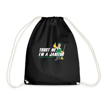 Trust Me I Am Janitor Cleaners Cleaning Service - Drawstring Bag - black - Front