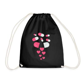 Cadeau de relation Saint Valentin amour coeur pilules - Sac de sport léger - noir - Devant