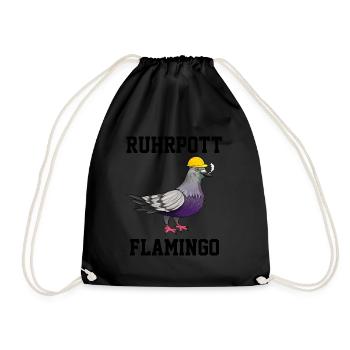Ruhrpott Flamingo Ruhrgebiet lustige Taube - Turnbeutel - Schwarz - Vorne
