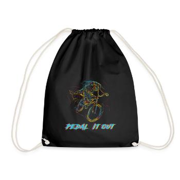 Pedal It Our Biker Abstract Cyclist Cycling - Drawstring Bag - black - Front