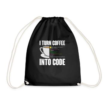 Funny Computer Coffee Programmer Design - Drawstring Bag - black - Front
