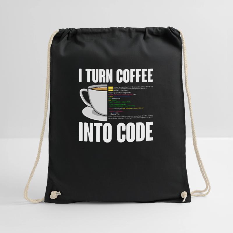 Funny Computer Coffee Programmer Design Drawstring Bag