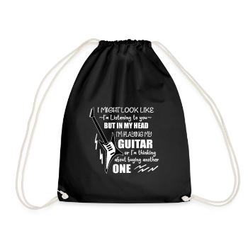 E Guitar Rock Instrument Music Rocker - Drawstring Bag - black - Front