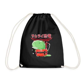 Samurai Dino Ninja Japan Shinobi Katana Kendo Gift - Drawstring Bag - black - Front