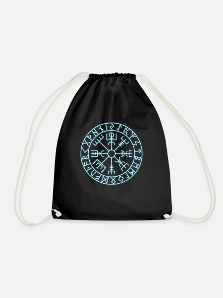 Vegvísir Wikinger Runen Kompass - Turnbeutel - Schwarz
