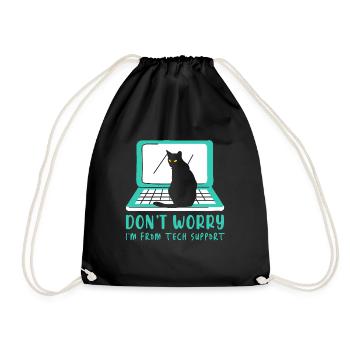 Cat Tech Support Computer Kitten Helpdesk IT Gift - Drawstring Bag - black - Front