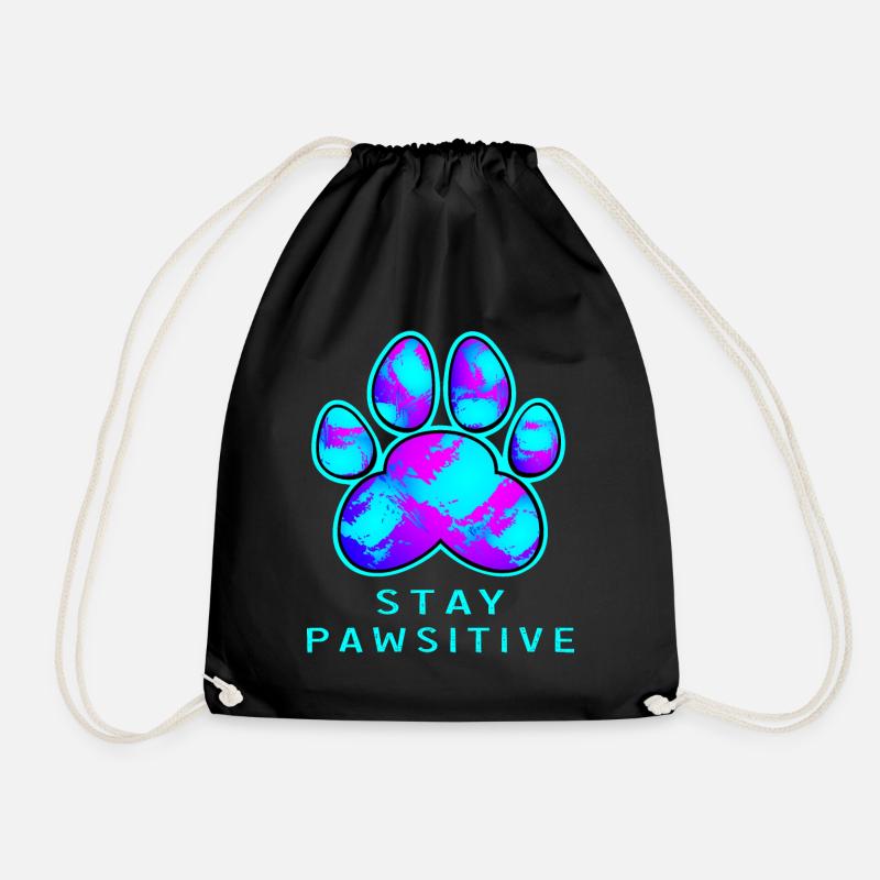 Stay Pawsitive - Paw-Design - Turnbeutel - Schwarz