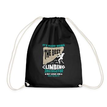 Climbing instructor Climbing instructor climbing climbing course - Drawstring Bag - black - Front