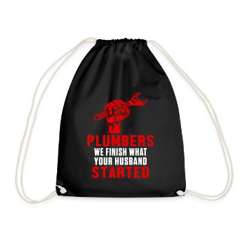 Plumbers Husband Profession Job Plumbing Pipe Gift - Drawstring Bag - black - Front