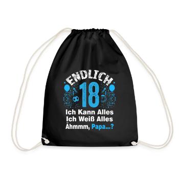 18 Geburtstag Junge Geschenk lustig 18. Ehrentag - Turnbeutel - Schwarz - Vorne