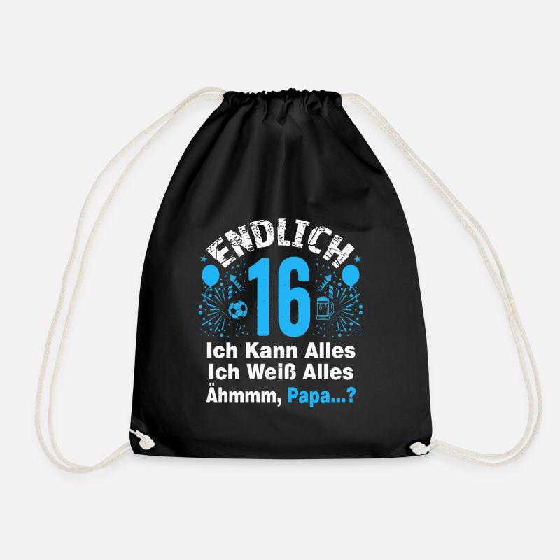 16 Geburtstag Junge Geschenk lustig 16. Ehrentag - Turnbeutel - Schwarz
