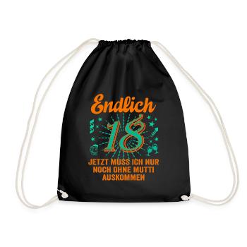 18 Geburtstag Junge Geschenk lustig 18. Ehrentag - Turnbeutel - Schwarz - Vorne