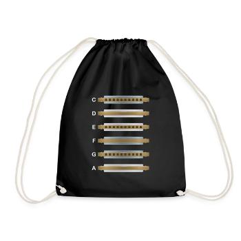 Harmonica Instrument Music Sound Blues Bass Gift - Drawstring Bag - black - Front