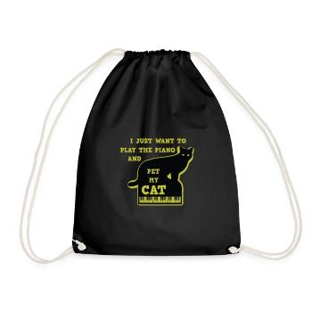 Piano Klavier Katze Keyboard Musikinstrument - Turnbeutel - Schwarz - Vorne