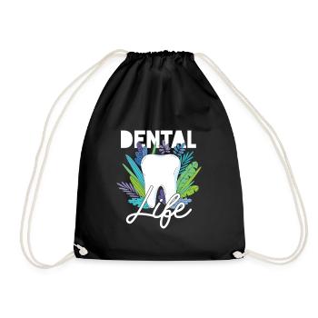 Dental Life Dentist Assistant Dentistry Tooth Gift - Drawstring Bag - black - Front