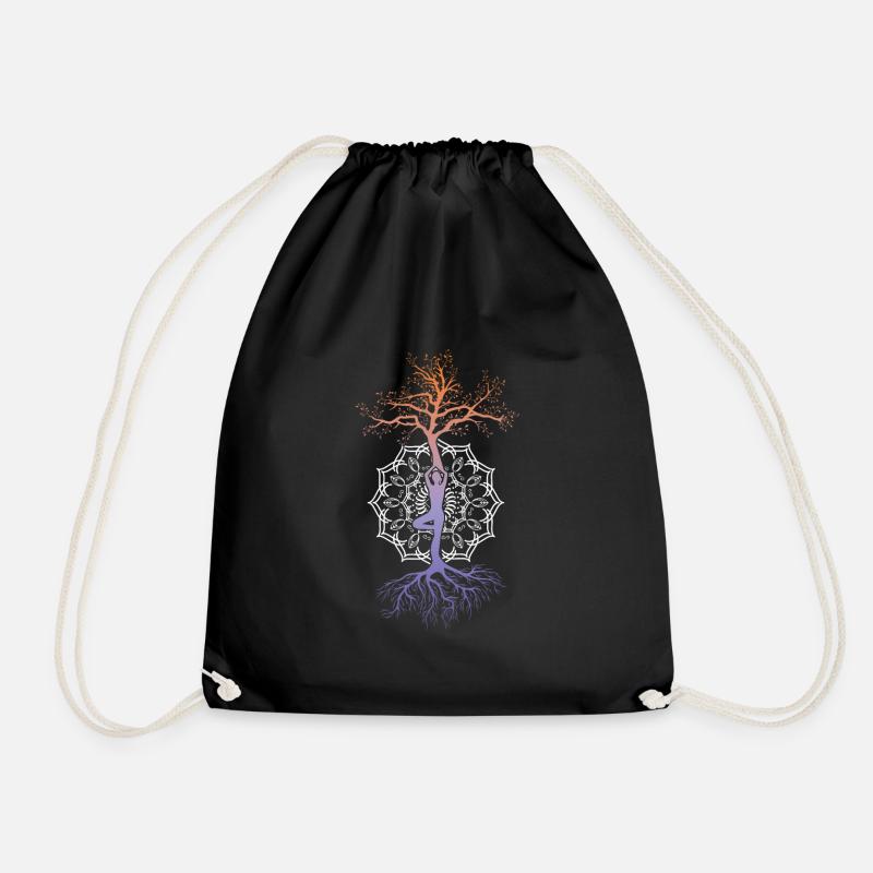 Yoga Tree Mandala Nirvana Meditation Zen Asana - Drawstring Bag - black