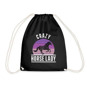 Crazy Lady Horse Retro Stable Equestrian Sport - Drawstring Bag - black - Front