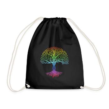 DNA Baum Bunte Meditation Yoga Zen Asana Geschenk - Turnbeutel - Schwarz - Vorne
