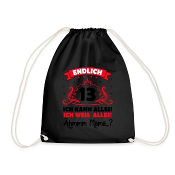 13 Geburtstag Mädchen Junge Fun Geschenk lustig - Turnbeutel - Schwarz - Vorne