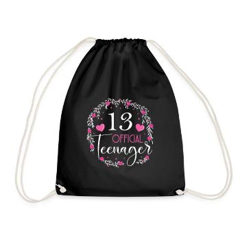 13 Geburtstag Mädchen Geschenk lustig 13. Ehrentag - Turnbeutel - Schwarz - Vorne