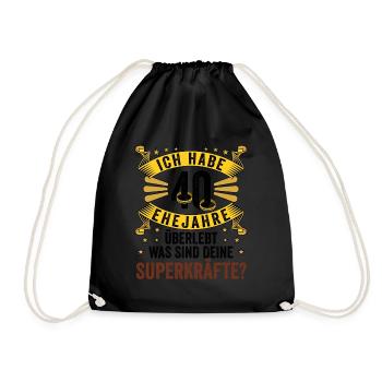 Hochzeitsgeschenke Partneroutfit 40. Hochzeitstag - Turnbeutel - Schwarz - Vorne