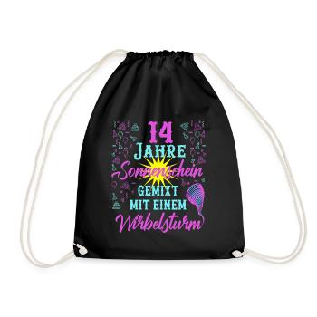 14 Geburtstag Frauen Geschenk 14 Jahre Geburtstag - Turnbeutel - Schwarz - Vorne