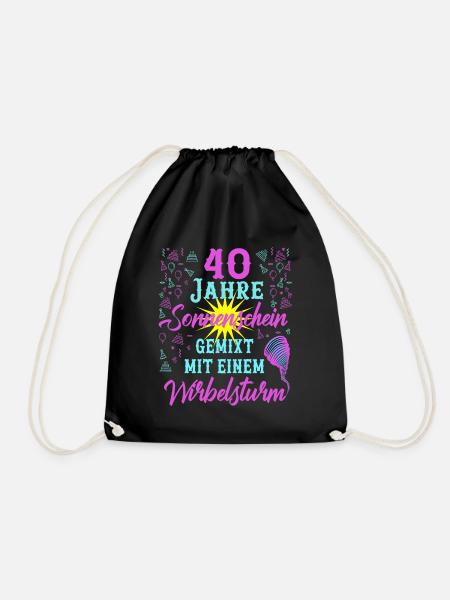 40 Geburtstag Frauen Geschenk 40 Jahre Geburtstag - Turnbeutel - Schwarz