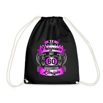 60 Geburtstag Frauen Geschenk 60 Jahre Geburtstag - Turnbeutel - Schwarz - Vorne