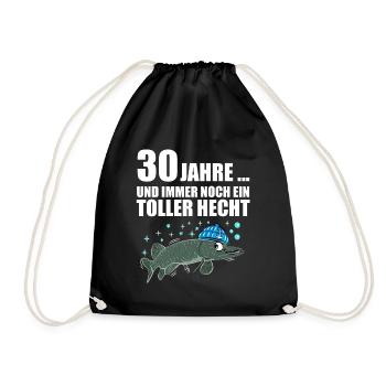 Anglergeschenk zum 30 Geburtstag 30 Ehrentag - Turnbeutel - Schwarz - Vorne