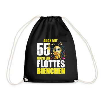 55 Geburtstag Frauen Geschenk lustig Biene Imker - Turnbeutel - Schwarz - Vorne