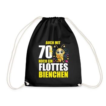 70 Geburtstag Frauen Geschenk lustig Biene Imker - Turnbeutel - Schwarz - Vorne