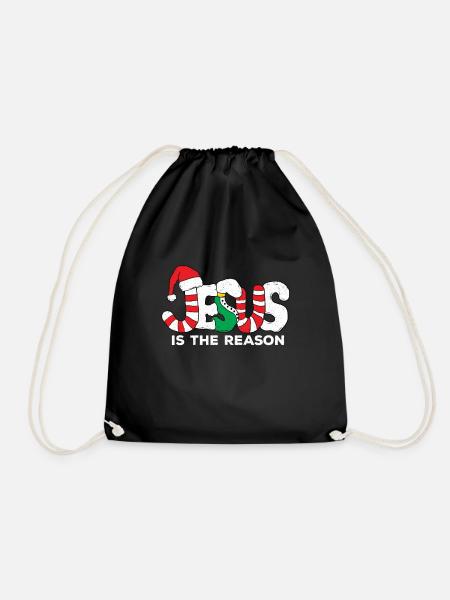 Jesus Christ God Christmas Christians Church - Drawstring Bag - black