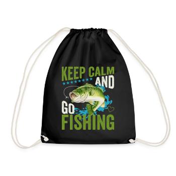 Keep Calm And Go Fishing Funny Bass Fishing - Turnbeutel - Schwarz - Vorne
