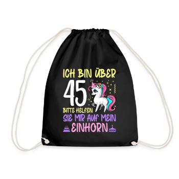 45. Geburtstag Frauen Geschenk lustig 45. Ehrentag - Turnbeutel - Schwarz - Vorne