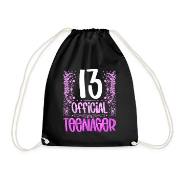 13 Geburtstag Mädchen süß 13. Geburtstag 13 Jahr - Turnbeutel - Schwarz - Vorne