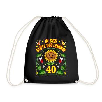 40 Geburtstag Geschenk lustig 40. Jubiläum Blumen - Turnbeutel - Schwarz - Vorne
