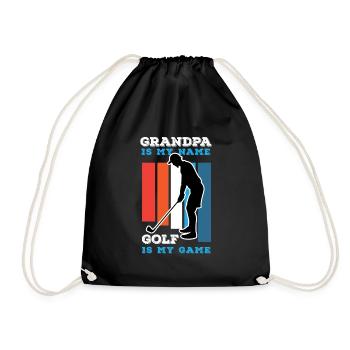 Opa Großvater Golf Golfer golfen Golfschläger - Turnbeutel - Schwarz - Vorne